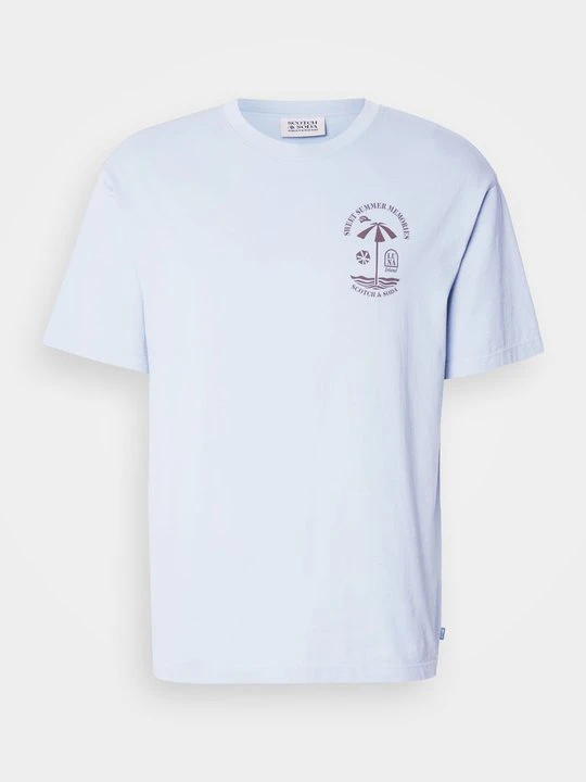 Zdjęcie produktu T-shirt z nadrukiem Scotch & Soda jasnoniebieski