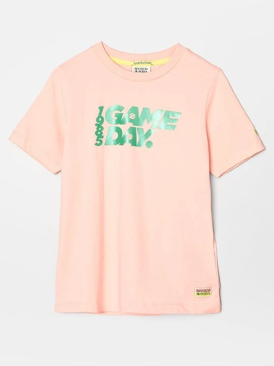 Zdjęcie produktu T-shirt z nadrukiem Scotch & Soda jasnoróżowy