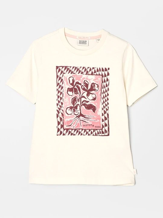 Zdjęcie produktu T-shirt z nadrukiem Scotch & Soda mleczny