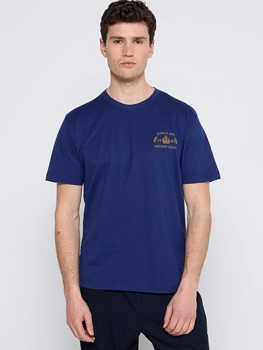 Zdjęcie produktu T-shirt z nadrukiem Scotch & Soda niebieski