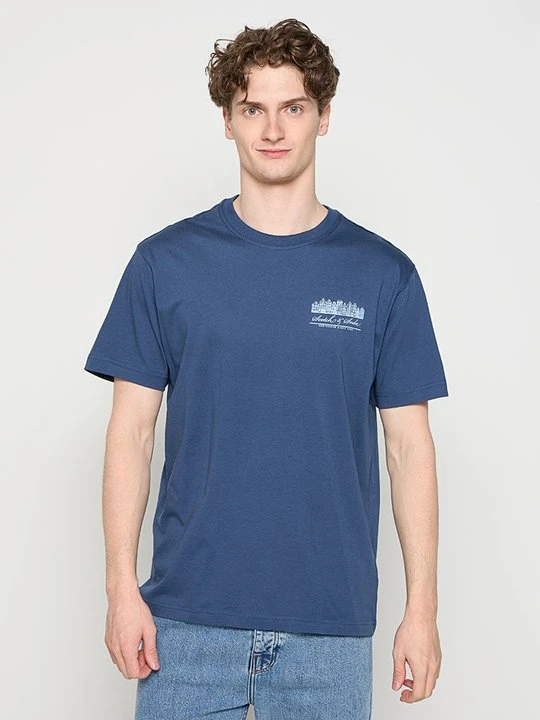 Zdjęcie produktu T-shirt z nadrukiem Scotch & Soda błękit królewski