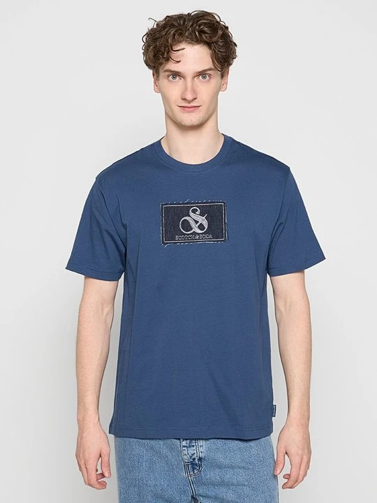 Zdjęcie produktu T-shirt z nadrukiem Scotch & Soda błękit królewski