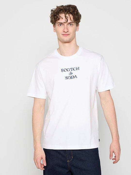 Zdjęcie produktu T-shirt z nadrukiem Scotch & Soda biały