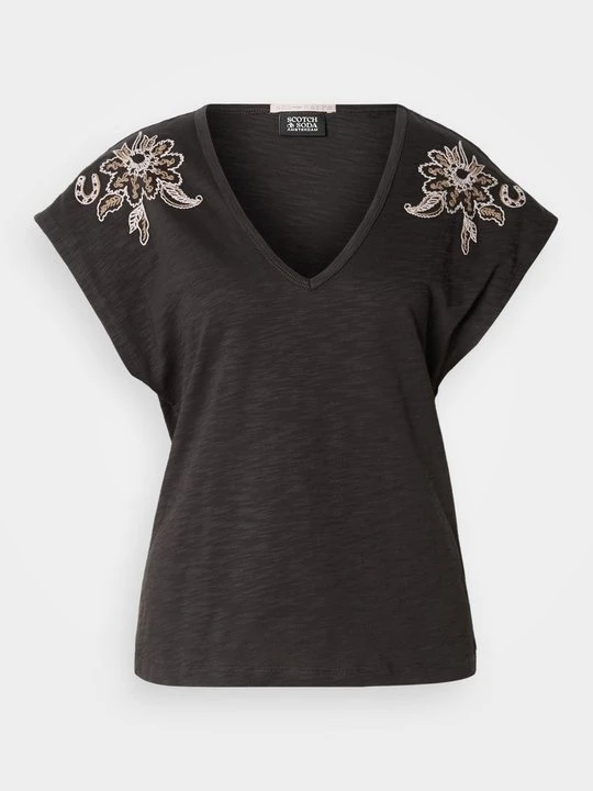 Zdjęcie produktu T-shirt z nadrukiem Scotch & Soda czarny