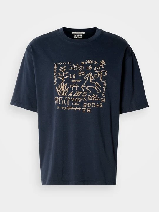 Zdjęcie produktu T-shirt z nadrukiem Scotch & Soda granatowy