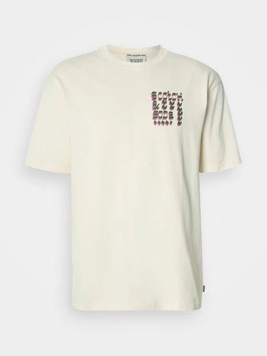 Zdjęcie produktu T-shirt z nadrukiem Scotch & Soda mleczny