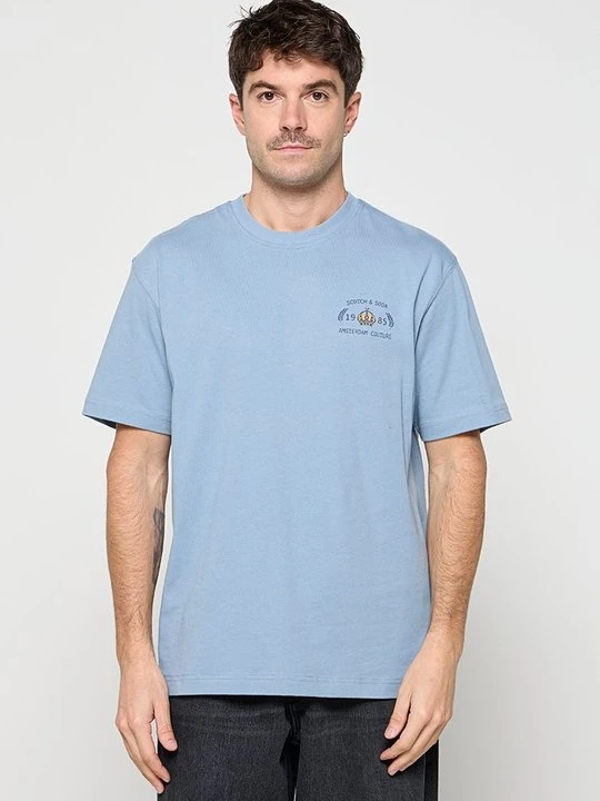 Zdjęcie produktu T-shirt z nadrukiem Scotch & Soda jasnoniebieski
