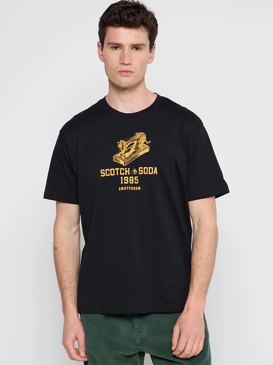 Zdjęcie produktu T-shirt z nadrukiem Scotch & Soda czarny