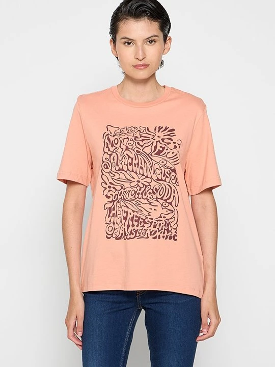Zdjęcie produktu T-shirt z nadrukiem Scotch & Soda morelowy