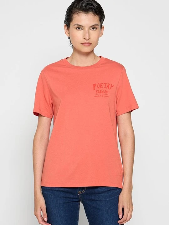 Zdjęcie produktu T-shirt z nadrukiem Scotch & Soda koralowy