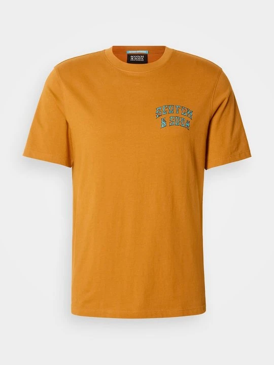 Zdjęcie produktu T-shirt z nadrukiem Scotch & Soda brązowy