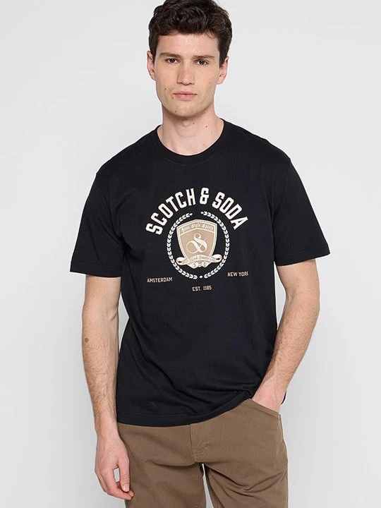 Zdjęcie produktu T-shirt z nadrukiem Scotch & Soda czarny