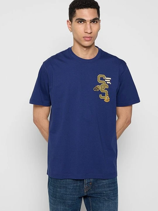Zdjęcie produktu T-shirt z nadrukiem Scotch & Soda niebieski