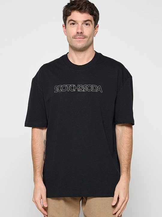 Zdjęcie produktu T-shirt z nadrukiem Scotch & Soda antracytowy