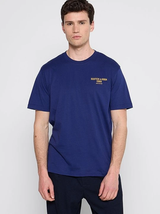 Zdjęcie produktu T-shirt z nadrukiem Scotch & Soda niebieski