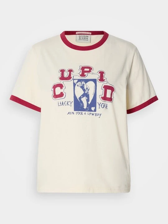 Zdjęcie produktu T-shirt z nadrukiem Scotch & Soda mleczny