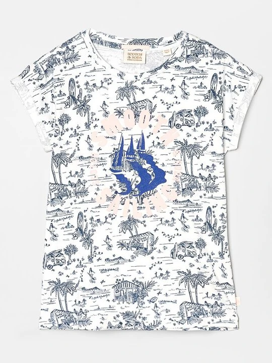 Zdjęcie produktu T-shirt z nadrukiem Scotch & Soda biały