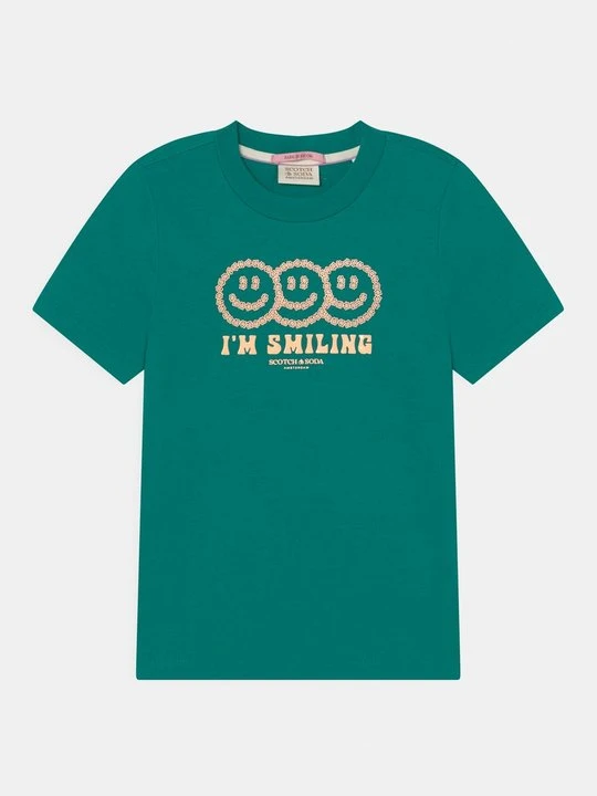 Zdjęcie produktu T-shirt z nadrukiem Scotch & Soda ciemnozielony