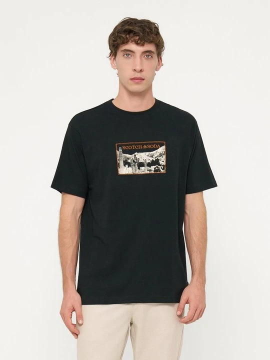 Zdjęcie produktu T-shirt z nadrukiem Scotch & Soda czarny
