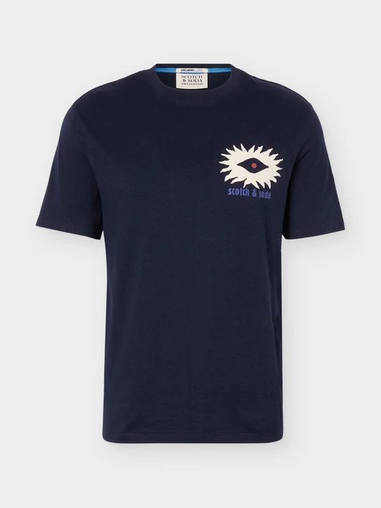 Zdjęcie produktu T-shirt z nadrukiem Scotch & Soda granatowy