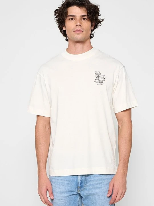 Zdjęcie produktu T-shirt z nadrukiem Selected mleczny