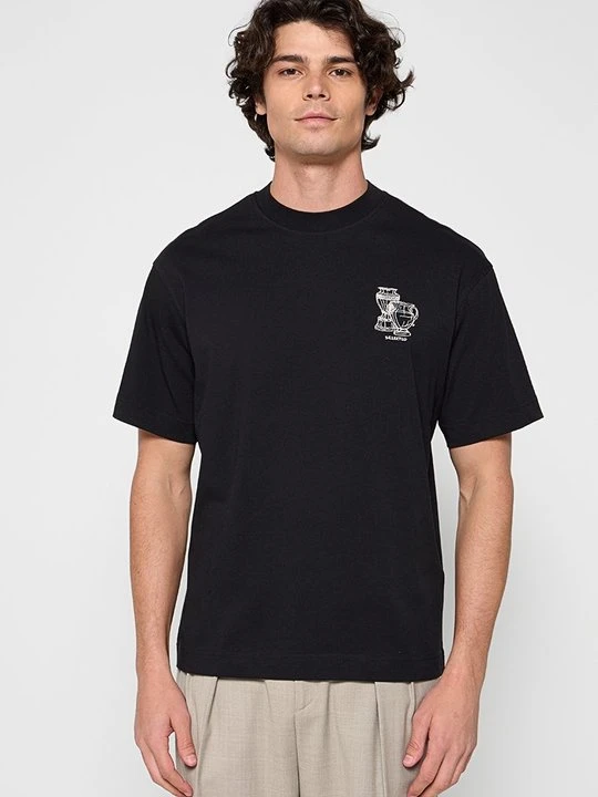 Zdjęcie produktu T-shirt z nadrukiem Selected czarny melanż