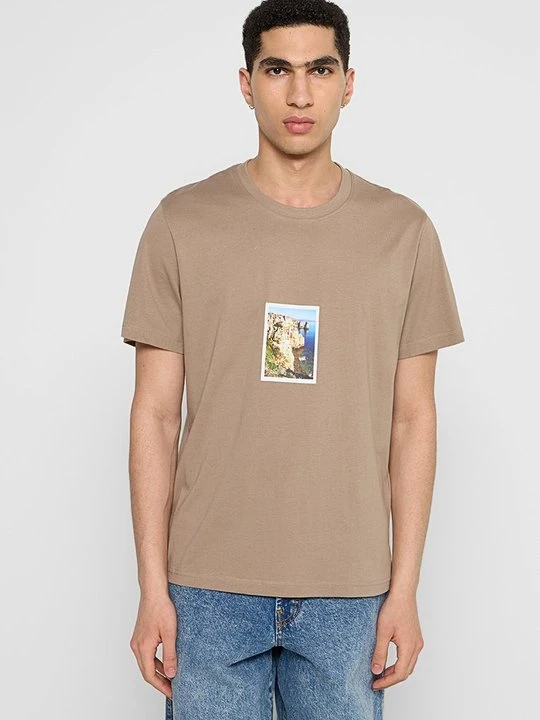 Zdjęcie produktu T-shirt z nadrukiem Selected beżowy