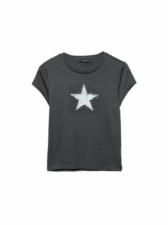 Zdjęcie produktu T-shirt z nadrukiem Stradivarius ciemnoszary