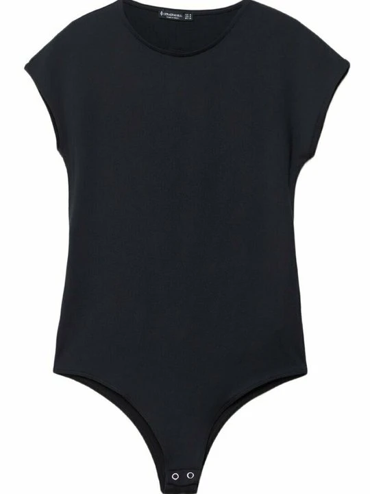 Zdjęcie produktu T-shirt z nadrukiem Stradivarius metaliczna czerń