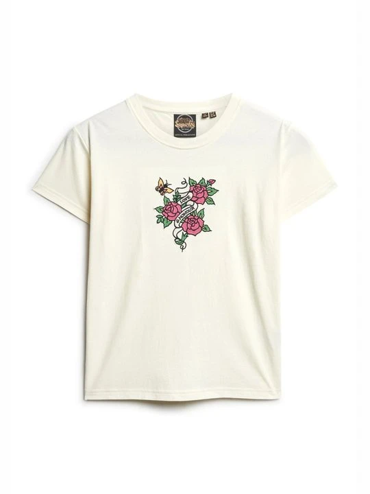 Zdjęcie produktu T-shirt z nadrukiem Superdry mleczny