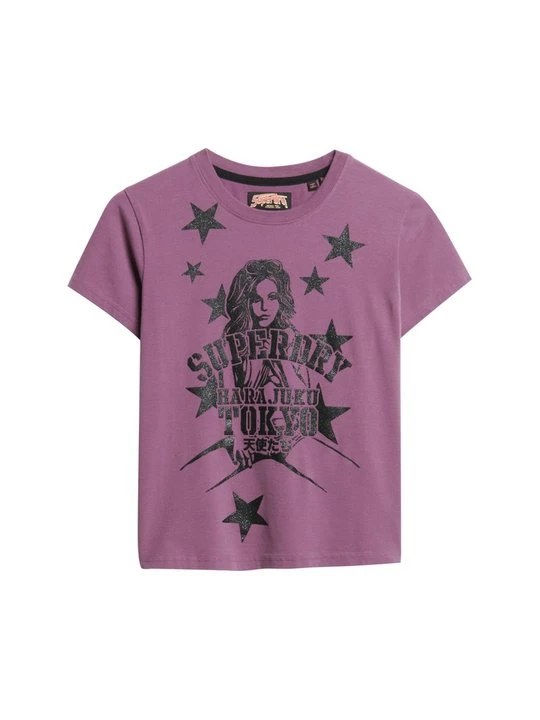 Zdjęcie produktu T-shirt z nadrukiem Superdry fioletowy