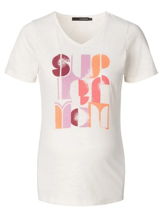 Zdjęcie produktu T-shirt z nadrukiem Supermom mleczny