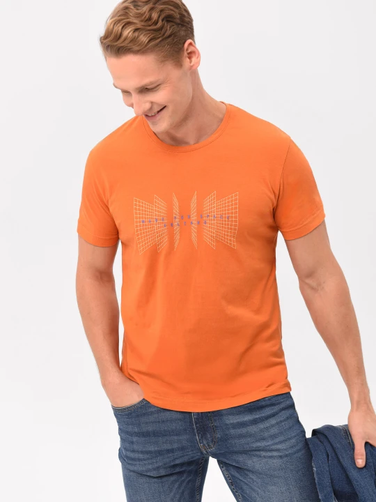 Zdjęcie produktu T-shirt z nadrukiem T-FLUX Volcano Pomarańczowy