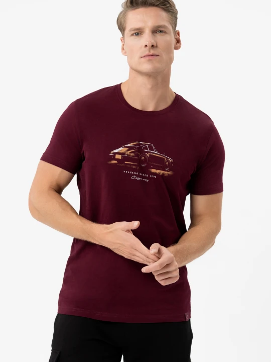 Zdjęcie produktu T-shirt z nadrukiem T-SINGER Volcano Burgundowy