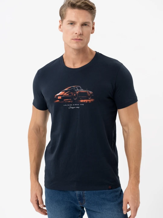 Zdjęcie produktu T-shirt z nadrukiem T-SINGER Volcano Granatowy