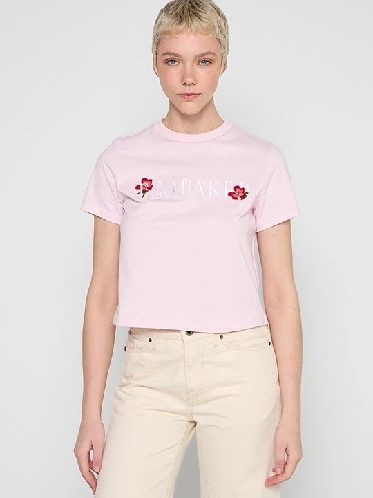Zdjęcie produktu T-shirt z nadrukiem Ted Baker jasnoróżowy