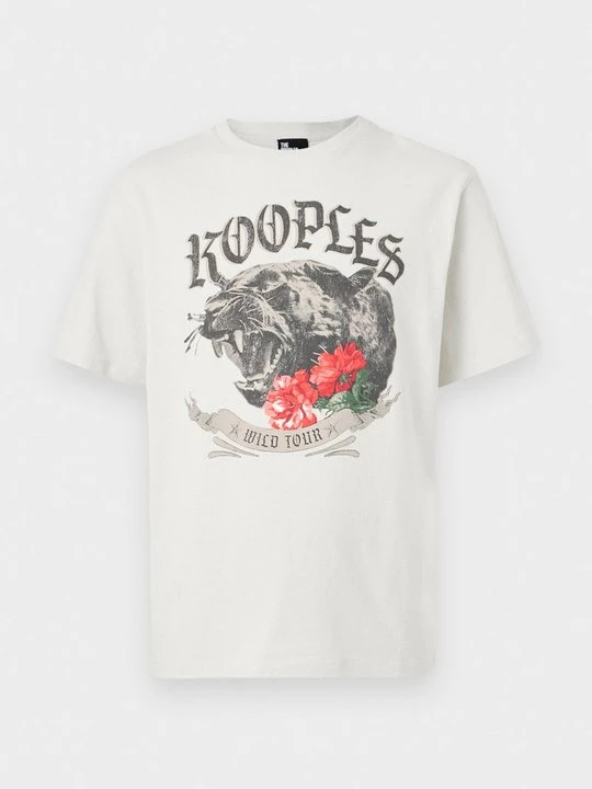 Zdjęcie produktu T-shirt z nadrukiem The Kooples beżowy