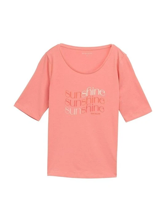 Zdjęcie produktu T-shirt z nadrukiem Tom Tailor koralowy