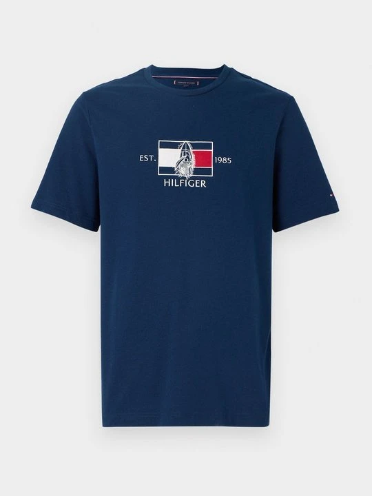 Zdjęcie produktu T-shirt z nadrukiem Tommy Hilfiger niebieski