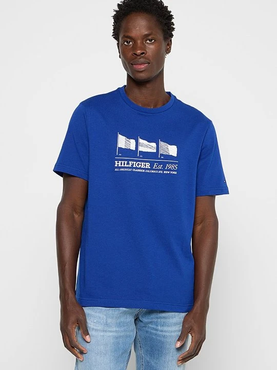 Zdjęcie produktu T-shirt z nadrukiem Tommy Hilfiger niebieski