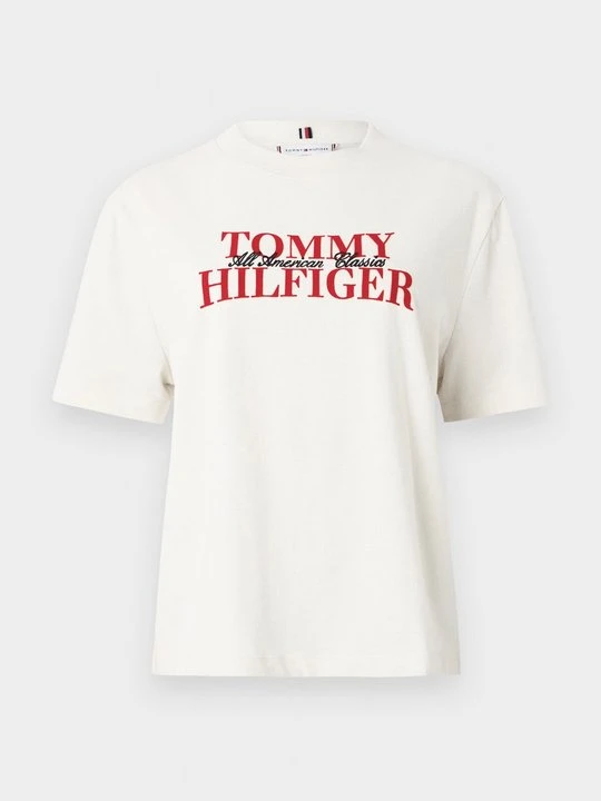 Zdjęcie produktu T-shirt z nadrukiem Tommy Hilfiger mleczny