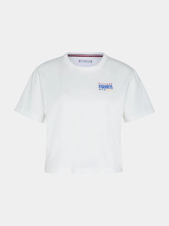 Zdjęcie produktu T-shirt z nadrukiem Tommy Hilfiger mleczny