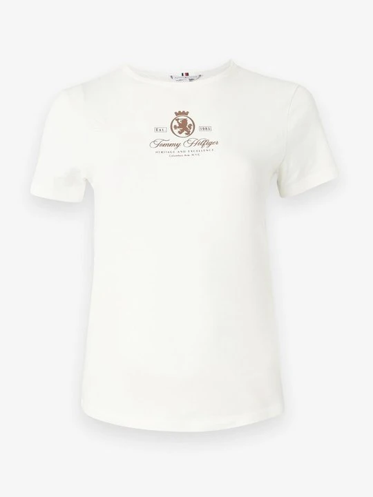 Zdjęcie produktu T-shirt z nadrukiem Tommy Hilfiger mleczny