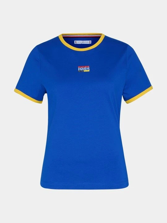 Zdjęcie produktu T-shirt z nadrukiem Tommy Hilfiger błękit królewski