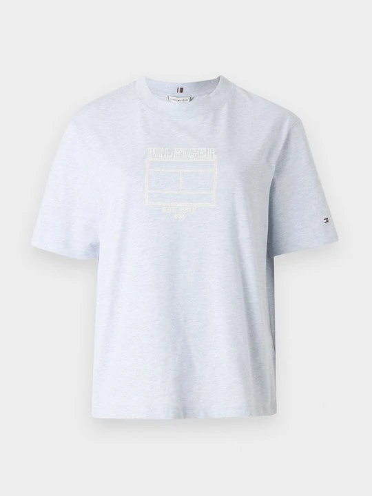 Zdjęcie produktu T-shirt z nadrukiem Tommy Hilfiger granatowy melanż