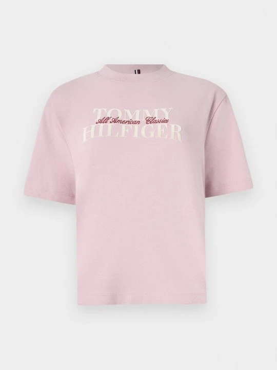 Zdjęcie produktu T-shirt z nadrukiem Tommy Hilfiger jasnoróżowy