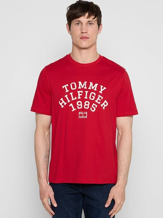 Zdjęcie produktu T-shirt z nadrukiem Tommy Hilfiger czerwony