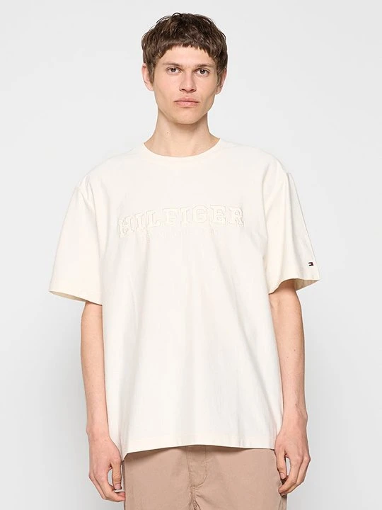 Zdjęcie produktu T-shirt z nadrukiem Tommy Hilfiger mleczny