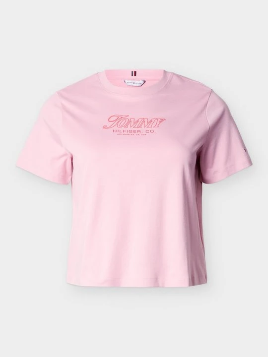 Zdjęcie produktu T-shirt z nadrukiem Tommy Hilfiger jasnoróżowy