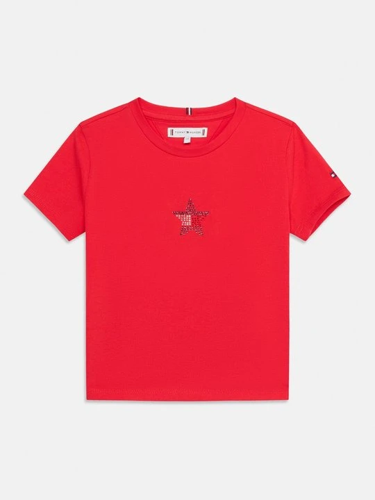 Zdjęcie produktu T-shirt z nadrukiem Tommy Hilfiger czerwony